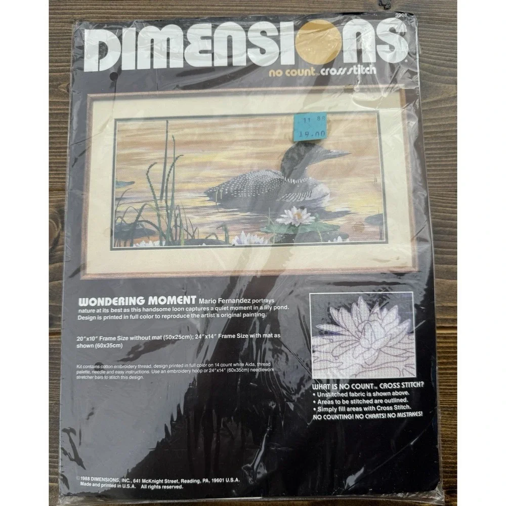 Vintage 1988 Dimensions Common Loon Cross Stitch Kit Wondering Moment Sealed